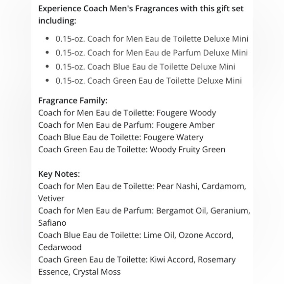 Coach Mens 4pc Mini Fragrance Set - Picture 5 of 6